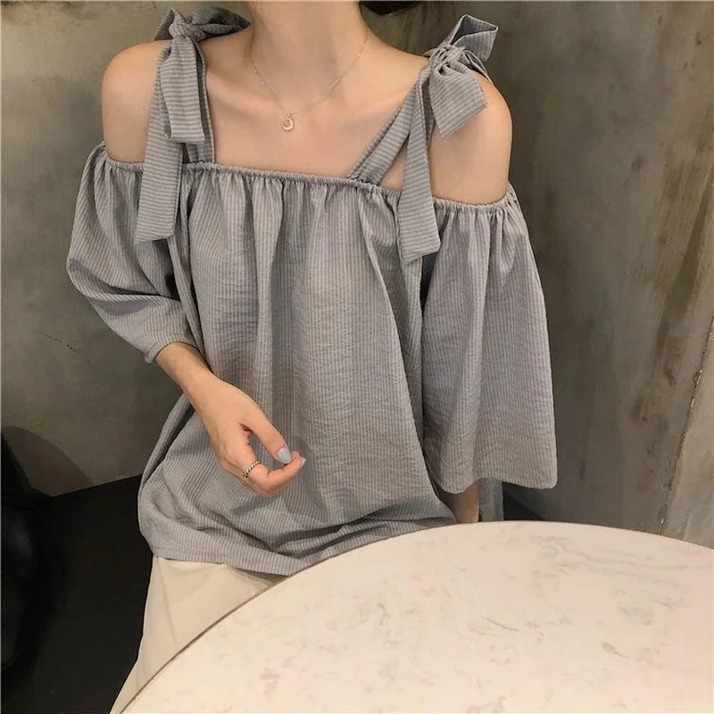Koamissa Fashon Women Causal Loose Camisole Shirts Lace Up Slash Neck Tank Tops Short Sleeve Off Shoulder Female Blouse De Mujer
Koamissa Fashon Women Causal Loose Camisole Shirts Lace Up Slash Neck Tank Tops Short Sleeve Off Shoulder Female Blouse De Mujer