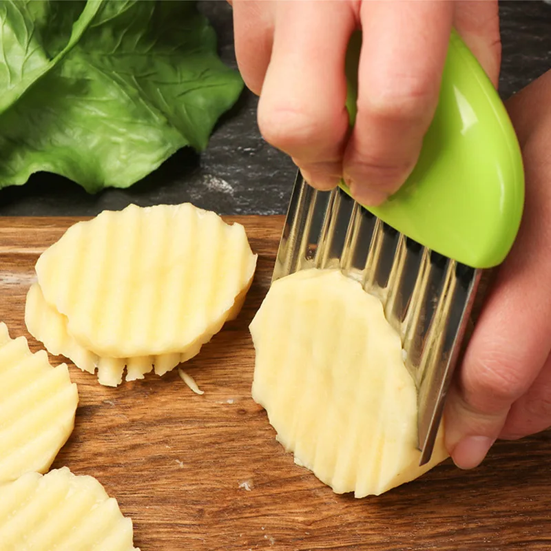 Potato Slicer Chip Wave French Fry Maker Kitchen Gadgets Stainless Steel Chopper Vegetable Fruit Crinkle Slicer Corrugated Knife
Potato Slicer Chip Wave French Fry Maker Kitchen Gadgets Stainless Steel Chopper Vegetable Fruit Crinkle Slicer Corrugated Knife