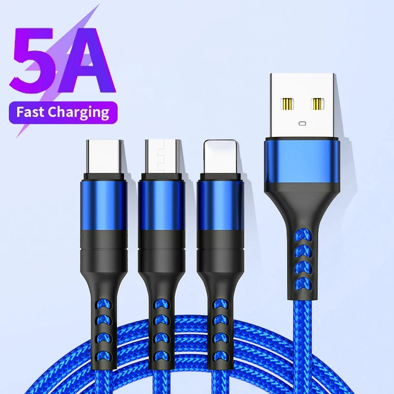 3 In 1 Super Fast Charger Cable For Samsung Xiaomi Tablet Data Micro Type C USB Data Transfer Mobile Phone Fast Charging Wire
3 In 1 Super Fast Charger Cable For Samsung Xiaomi Tablet Data Micro Type C USB Data Transfer Mobile Phone Fast Charging Wire