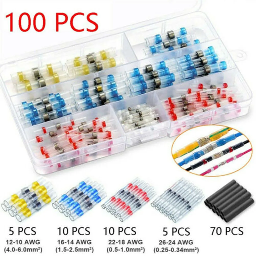 100/50Pcs Wire Connectors Waterproof Solder Seal heat shrink connectors Butt Terminals Electrical Copper with Soldering Sleeve
100/50Pcs Wire Connectors Waterproof Solder Seal heat shrink connectors Butt Terminals Electrical Copper with Soldering Sleeve