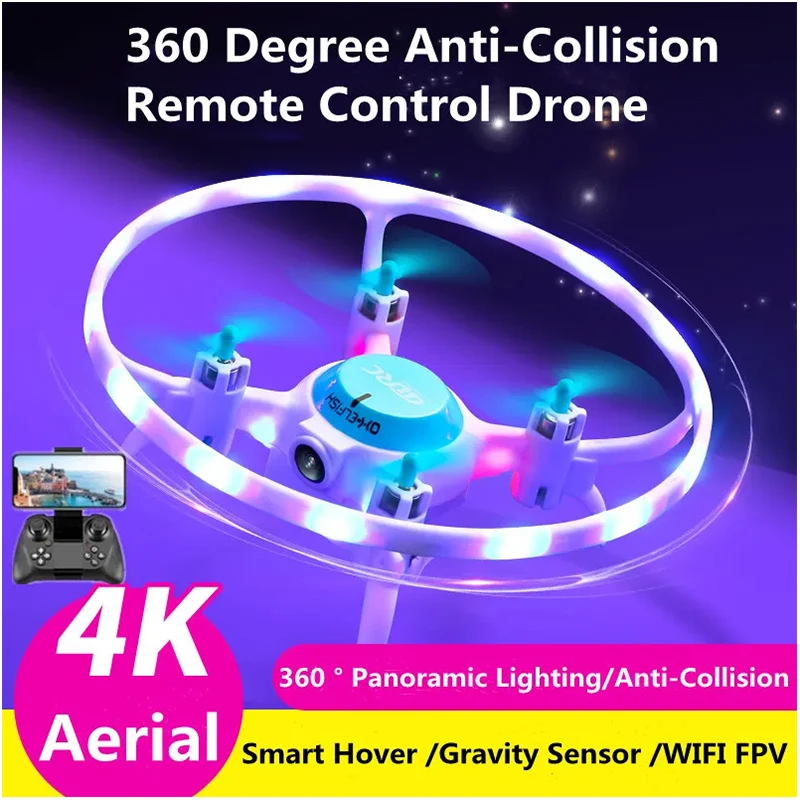 WIFI FPV 360° Panoramic Lighting/Anti-Collision 4K Aerial Remote Control Drone 100M Gravity Sensor Smart Hover RC Quadcopter Toy
WIFI FPV 360° Panoramic Lighting/Anti-Collision 4K Aerial Remote Control Drone 100M Gravity Sensor Smart Hover RC Quadcopter Toy