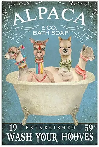 Bath Soap Company Alpaca Poster Vintage Painting Tin Sign for Street Garage Home Cafe Bar Man Cave Farm Wall Decoration
Bath Soap Company Alpaca Poster Vintage Painting Tin Sign for Street Garage Home Cafe Bar Man Cave Farm Wall Decoration