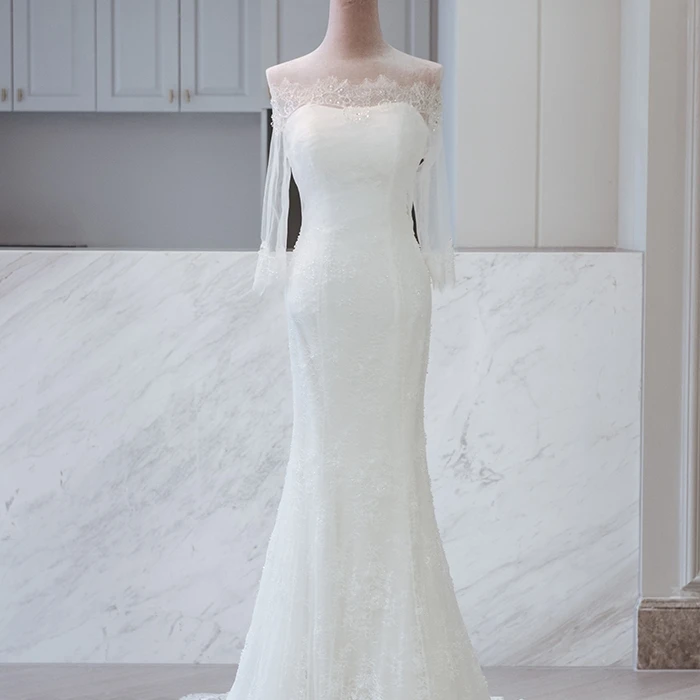 ANGELSBRIDEP Simple Beaded Mermaid Wedding Dress for Women 2022 Full Sleeve Illusion Slim Bridal Gown Button robe de mariée Hot
ANGELSBRIDEP Simple Beaded Mermaid Wedding Dress for Women 2022 Full Sleeve Illusion Slim Bridal Gown Button robe de mariée Hot