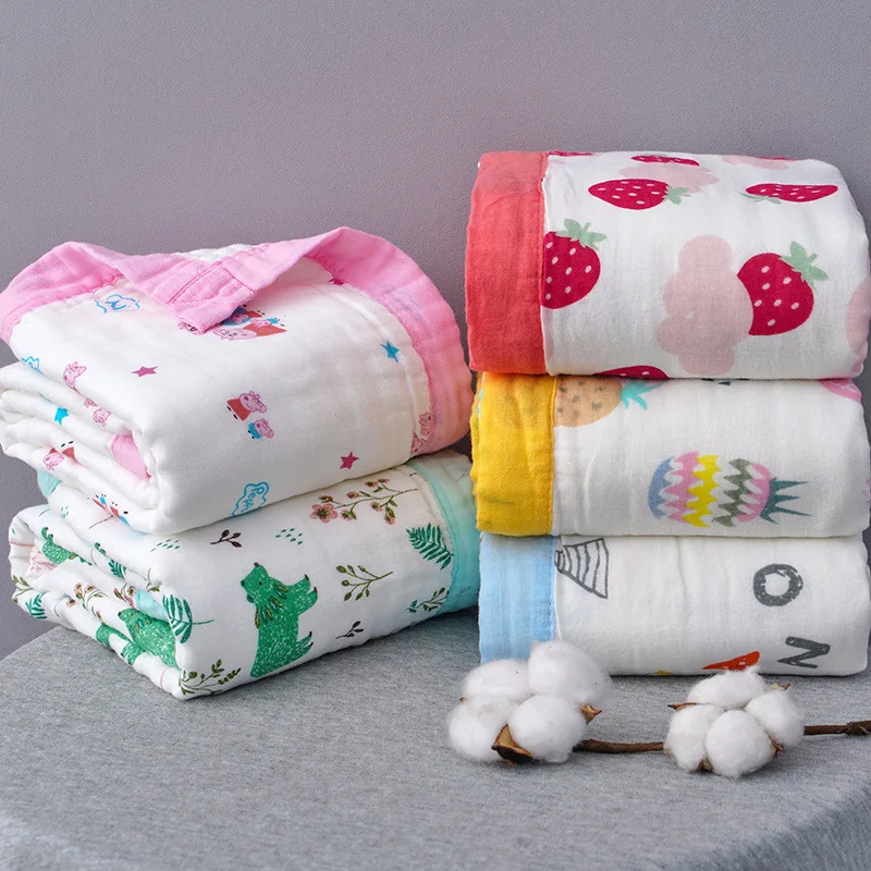 

110*110CM 6-layer High-density Cotton Gauze Quilt Baby Bath Towel Soft Absorbent Baby Blankets Newborn Swaddle Blanket