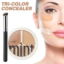 Sweet Mint 3 Color Concealer Palette Cream Base Full Coverage Cover Acne Spots Dark Circles Facial Makeup Foundation Cosmetic