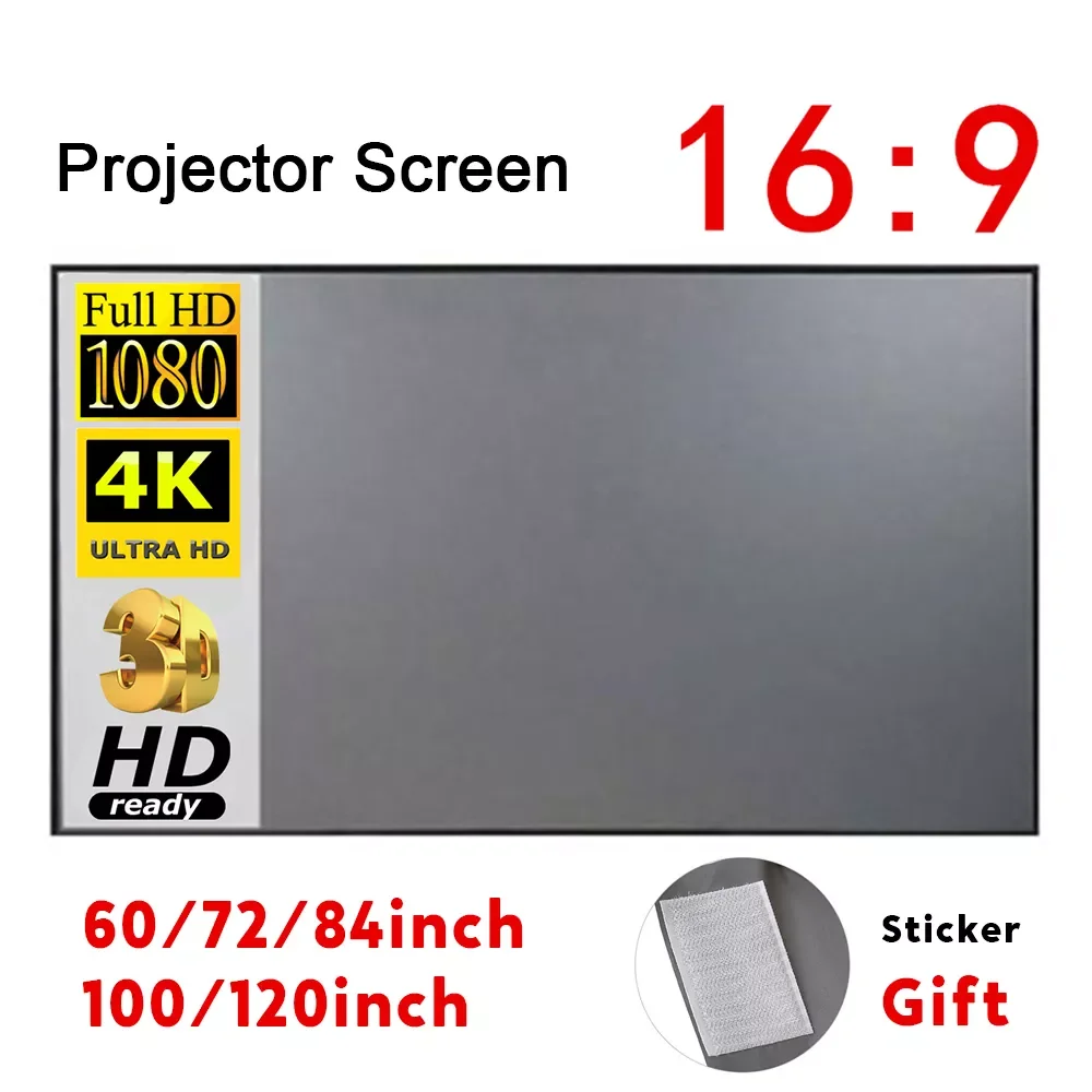 60”/72''/84''/100''/120''Portable Projector Screen HD 16:9 White Dacron Diagonal Projection Sc
60”/72''/84''/100''/120''Portable Projector Screen HD 16:9 White Dacron Diagonal Projection Sc