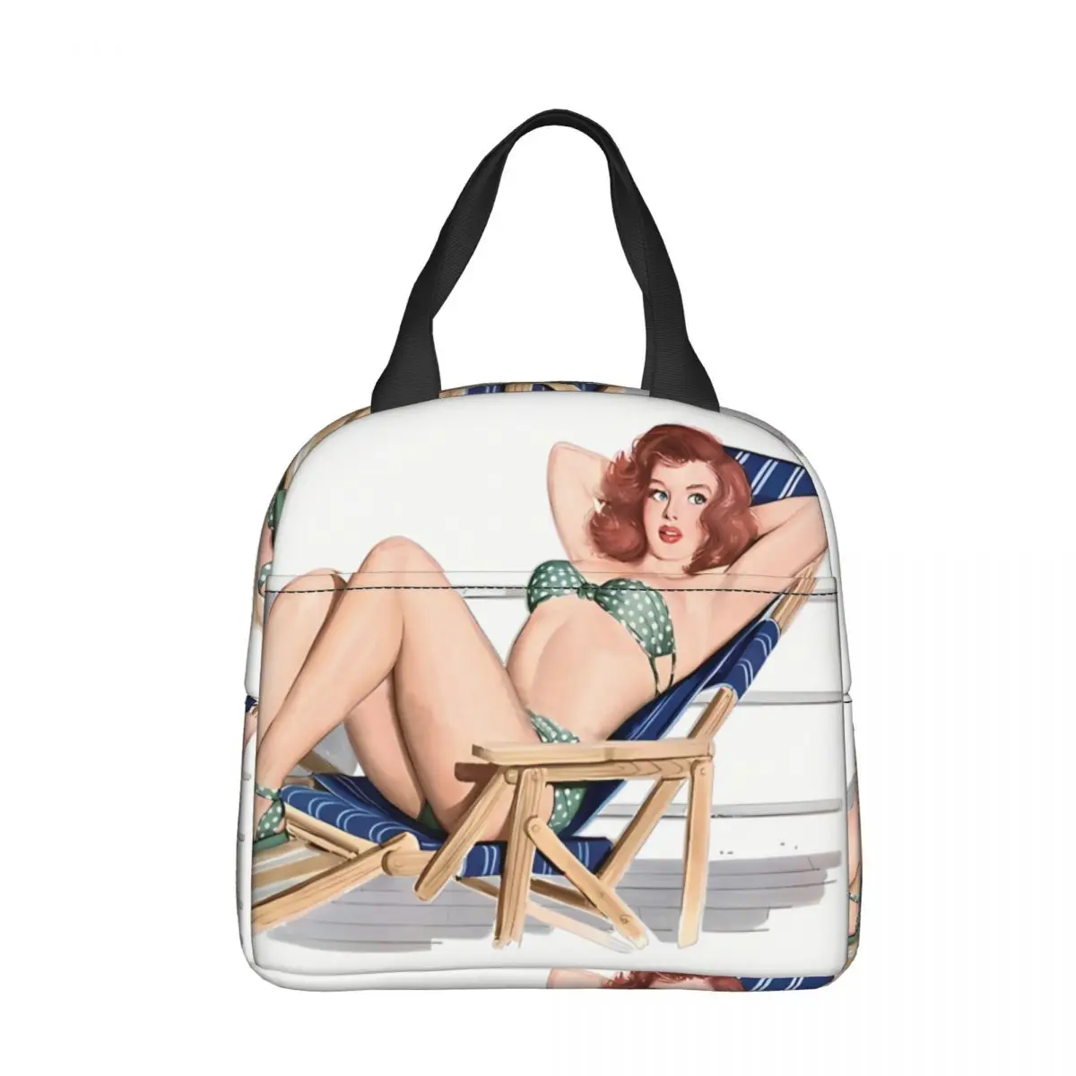 In Bikini On Deck Chair Oxford Cloth Portable Bags Pin Up Girl School Trip Lunch Hiking Debris Cooler Food Handbags
In Bikini On Deck Chair Oxford Cloth Portable Bags Pin Up Girl School Trip Lunch Hiking Debris Cooler Food Handbags