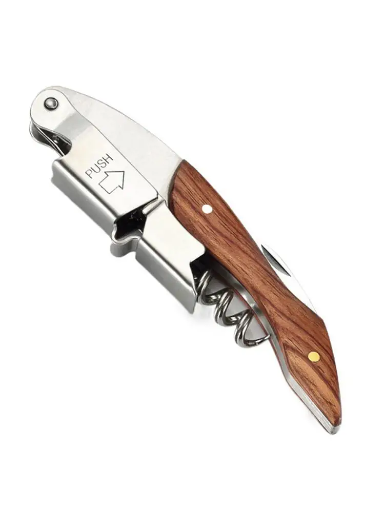 Stainless Steel Corkscrew Wine Key Beer Bottle Opener Foil Cutter Wood Handle Openers Waiters Wine Knife Corkscrews Sommelier
Stainless Steel Corkscrew Wine Key Beer Bottle Opener Foil Cutter Wood Handle Openers Waiters Wine Knife Corkscrews Sommelier
