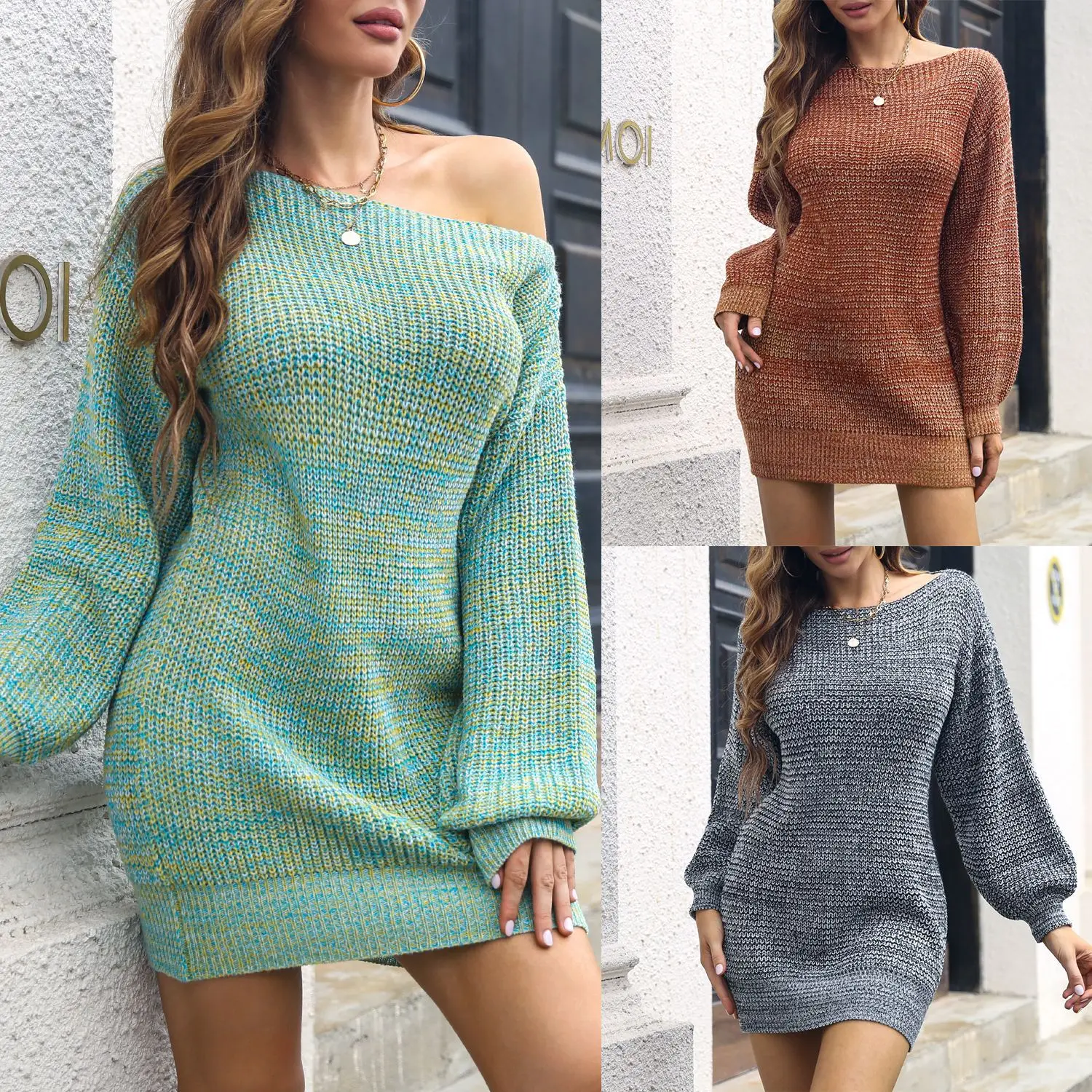 Knitted Sweater Dress European and American Style Autumn Winter Women's Dresses Casual One-piece Collar Lantern Sleeves Hot Sale
Knitted Sweater Dress European and American Style Autumn Winter Women's Dresses Casual One-piece Collar Lantern Sleeves Hot Sale