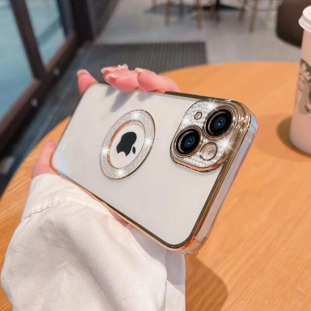 Luxury Camera Protector Diamond Logo Hole Plating Phone Case for IPhone 13 12 11 Pro Max Transparent Silicone TPU Back Cover
Luxury Camera Protector Diamond Logo Hole Plating Phone Case for IPhone 13 12 11 Pro Max Transparent Silicone TPU Back Cover