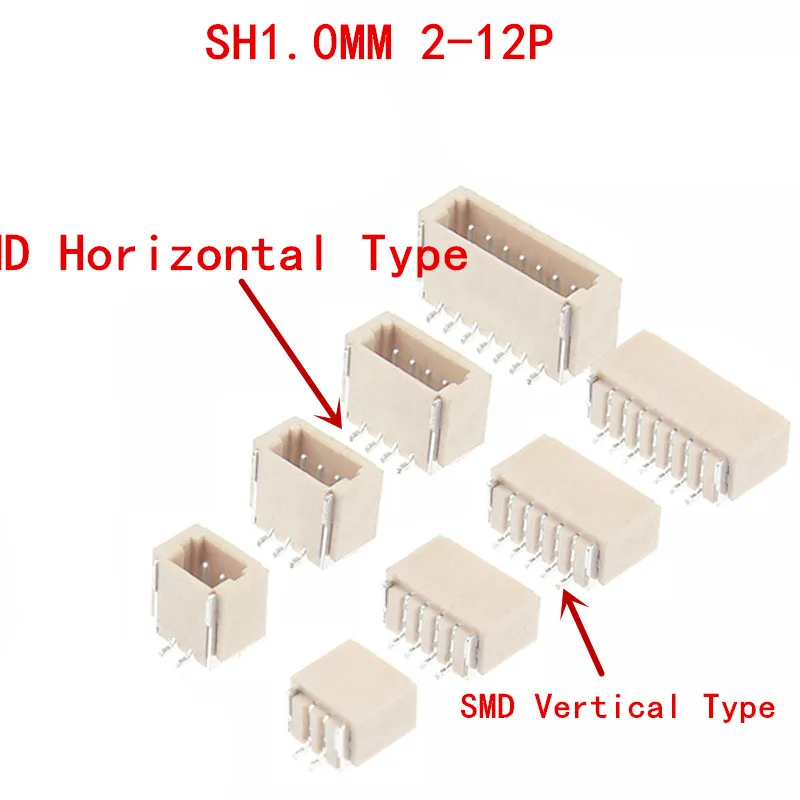 

20pcs JST SH1.0 1.0mm Connector SMD Vertical/Horizontal Type Socket Wire-to-Board Receptacle 2P 3P 4P 5P 6P 7P 8P 9P 10P 11P 12P