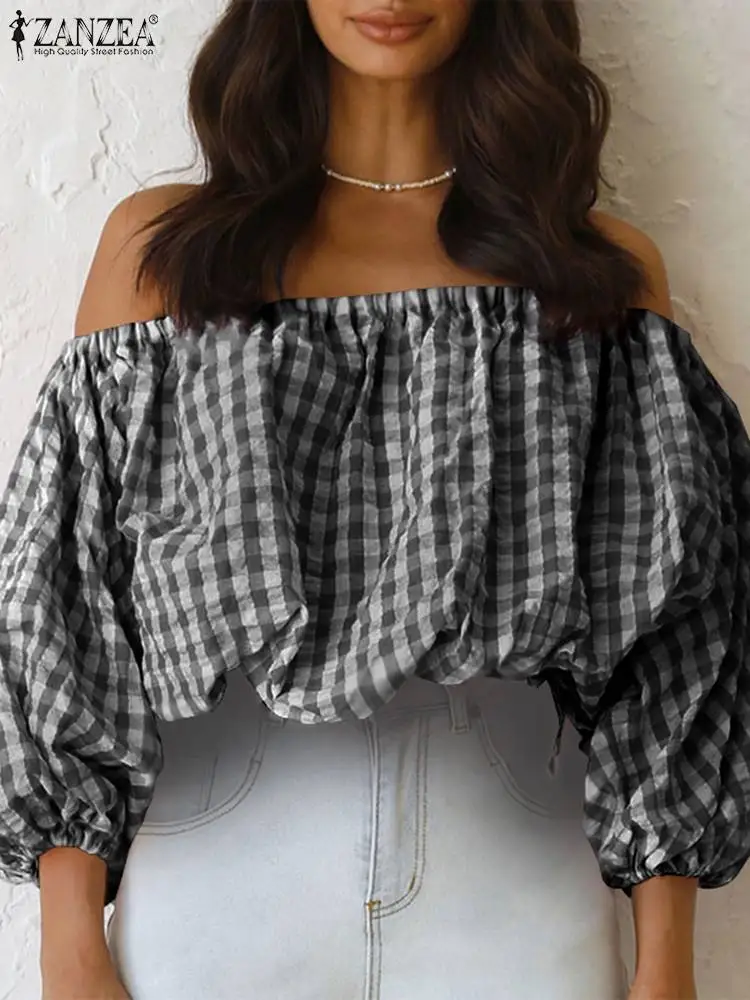 Летняя пикантная пляжная блузка ZANZEA с открытыми плечами, Женская богемная рубашка с вырезом лодочкой и пышными рукавами, праздничные блузы,...
Летняя пикантная пляжная блузка ZANZEA с открытыми плечами, Женская богемная рубашка с вырезом лодочкой и пышными рукавами, праздничные блузы,...