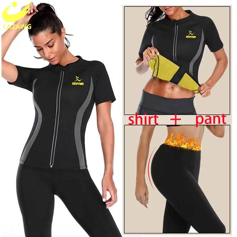 LAZAWG Women's Sweet Sweat Sauna Neoprene Gym Workout Zipper Short Sleeve Sport Top Pant Weight Loss Slimming Nylon Body Shapers
LAZAWG Women's Sweet Sweat Sauna Neoprene Gym Workout Zipper Short Sleeve Sport Top Pant Weight Loss Slimming Nylon Body Shapers