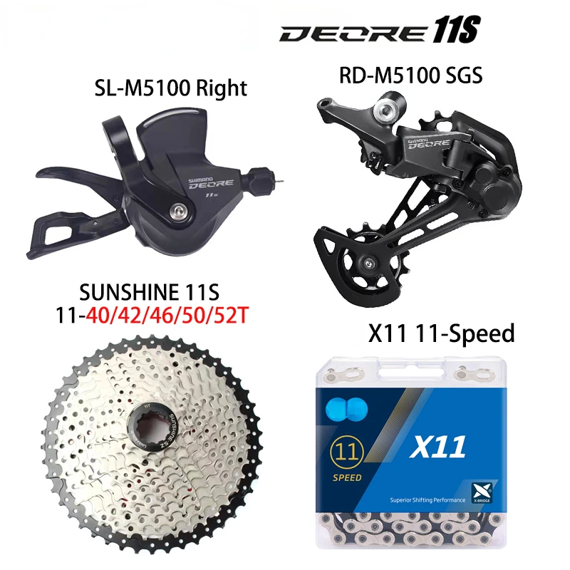 Deore M5100 1x1 1 скоростные переключатели, групсет, 11 скоростных рычагов переключения передач, RD CN цепи, кассета CS Sunshine 46T 50T 52T
Deore M5100 1x1 1 скоростные переключатели, групсет, 11 скоростных рычагов переключения передач, RD CN цепи, кассета CS Sunshine 46T 50T 52T