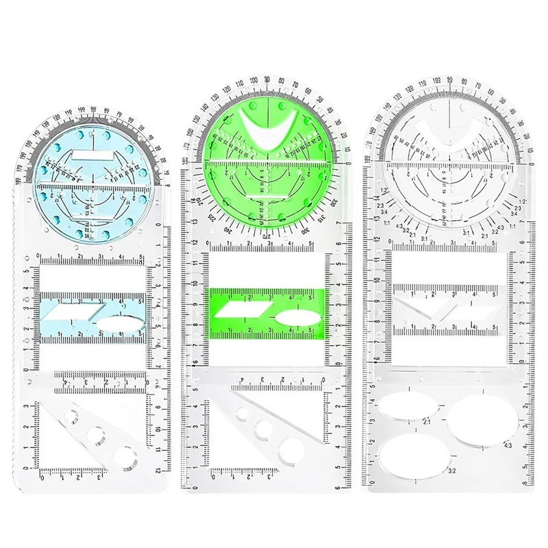 3PCS Multifunctional Geometric Ruler Geometric Drawing Ruler Mathematics Drawing Ruler Template Measuring Draft Rulers 
3PCS Multifunctional Geometric Ruler Geometric Drawing Ruler Mathematics Drawing Ruler Template Measuring Draft Rulers
