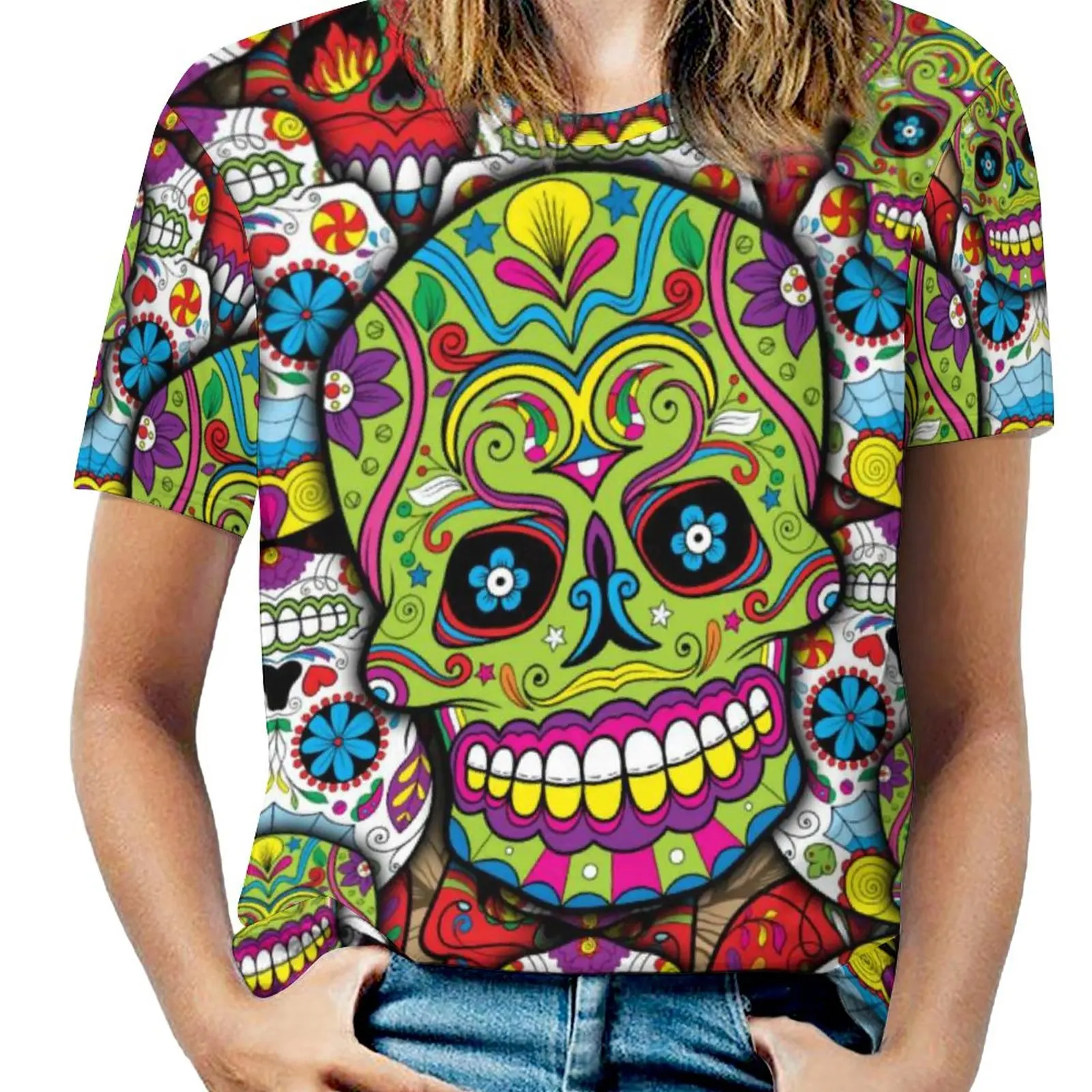 Floral Skull Print T Shirts Sugar Skulls Pattern Street Wear O Neck T Shirt Short-Sleeve Retro Oversize Tees Summer Pattern Tops
Floral Skull Print T Shirts Sugar Skulls Pattern Street Wear O Neck T Shirt Short-Sleeve Retro Oversize Tees Summer Pattern Tops