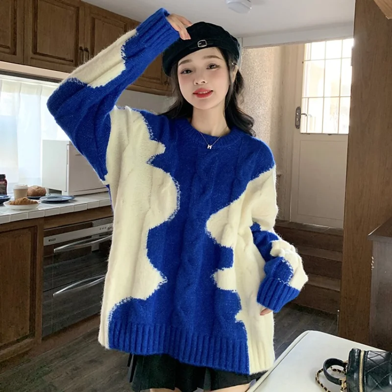 WDMSNA Korean Color Contrast Sweater Womens New Winter Lazy Style Round Neck Pullover Top Long Sleeve Loose Casual Sueter Mujer
WDMSNA Korean Color Contrast Sweater Womens New Winter Lazy Style Round Neck Pullover Top Long Sleeve Loose Casual Sueter Mujer