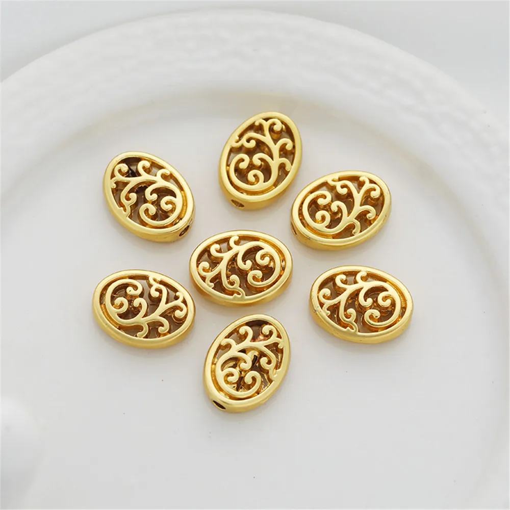 18K dummy gold double sided pattern oval 9*12mm through hole septa beaded bead bead accessories DIY accessories
18K dummy gold double sided pattern oval 9*12mm through hole septa beaded bead bead accessories DIY accessories