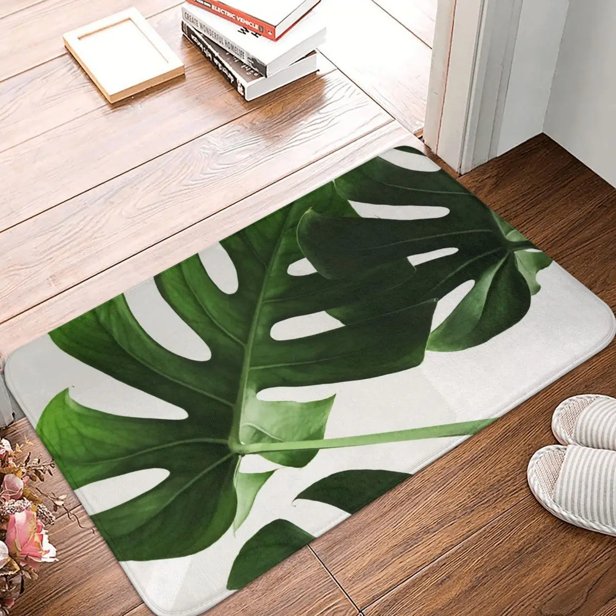 Скандинавский фланелевый коврик с тропической ладонью, Противоскользящий коврик с растительным рисунком для дома, кухни, коврики для улицы... 
Скандинавский фланелевый коврик с тропической ладонью, Противоскользящий коврик с растительным рисунком для дома, кухни, коврики для улицы...