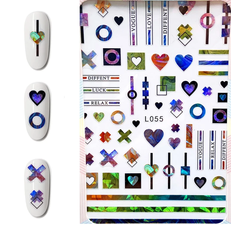 Geometry 3D Nail Sticker Art Flash Love Heart Letters Laser Sliders Nails Decorations Decals Stickers For Manicure Accessories
Geometry 3D Nail Sticker Art Flash Love Heart Letters Laser Sliders Nails Decorations Decals Stickers For Manicure Accessories