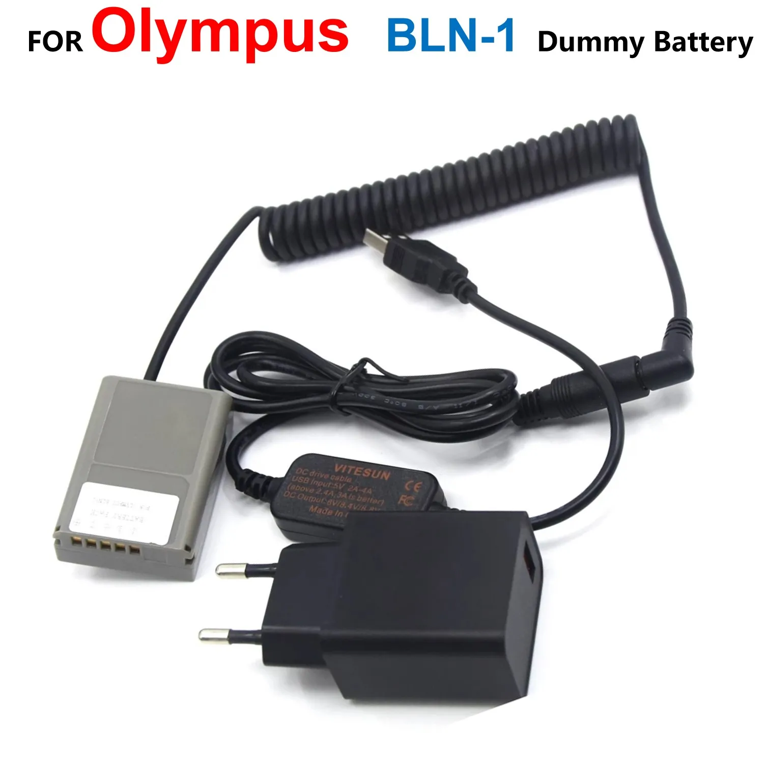 

BLN-1 Dummy Battery PS-BLN1 Spring DC Coupler+Power Bank USB Cable+QC3.0 Adapter For Olympus Camera OM-D E-M5 II 2 E-M1 PEN E-P5