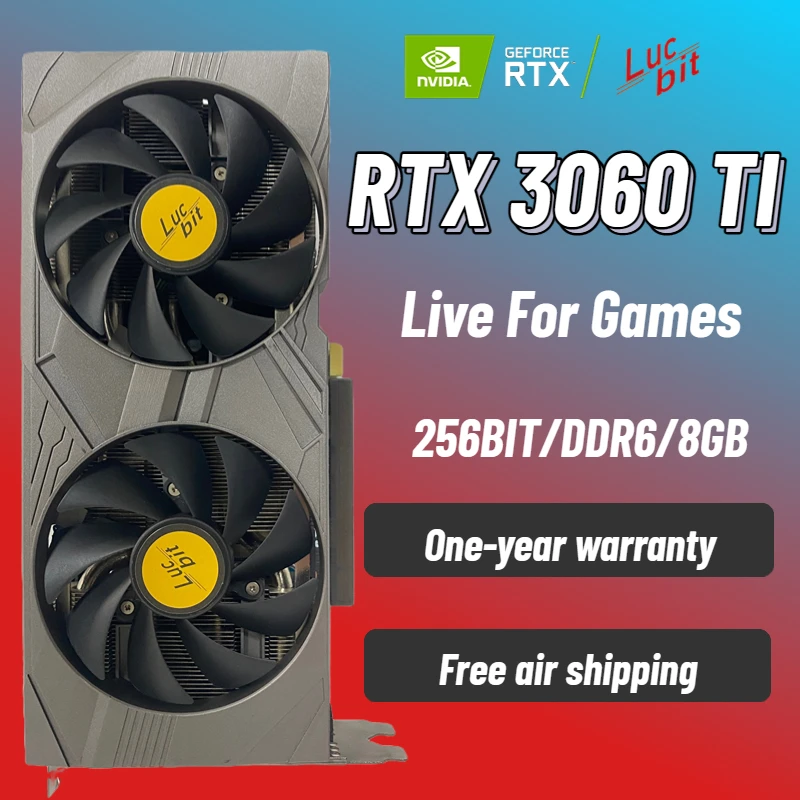 LUCBIT RTX 3060 Ti 8GB Новая оригинальная графическая карта Nvidia Geforce RTX3060ti Gpu 256bit 8Pin HDMI1 DP3 Игровая видеокарта
LUCBIT RTX 3060 Ti 8GB Новая оригинальная графическая карта Nvidia Geforce RTX3060ti Gpu 256bit 8Pin HDMI1 DP3 Игровая видеокарта