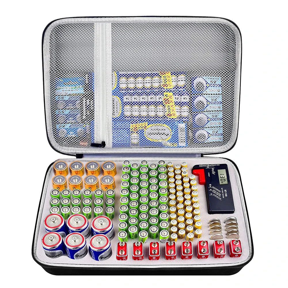 

Portable Hard EVA Battery Organizer Storage Case Bag AA AAA Battery No. 1 No. 2 No. 5 No. 7 9V Battery Storage Box With BT-168D
