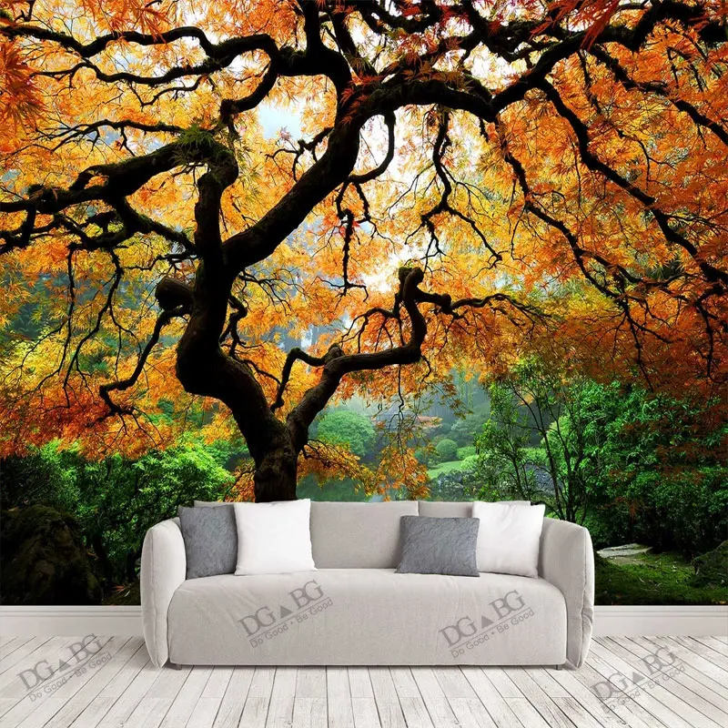 

Mural Wallpaper Autumn Gold Forest Extra Large Nature Landscape Wall Scenery Jungle Bedroom Woodland Trees Art Decor Paintings