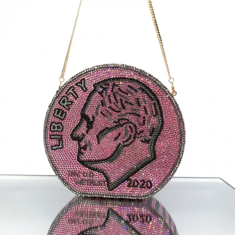 

Женские вечерние сумки розового цвета с кристаллами, свадебные клатчи, официальный женский обеденный мини-диск, Свадебный клатч, кошелек и сумочка