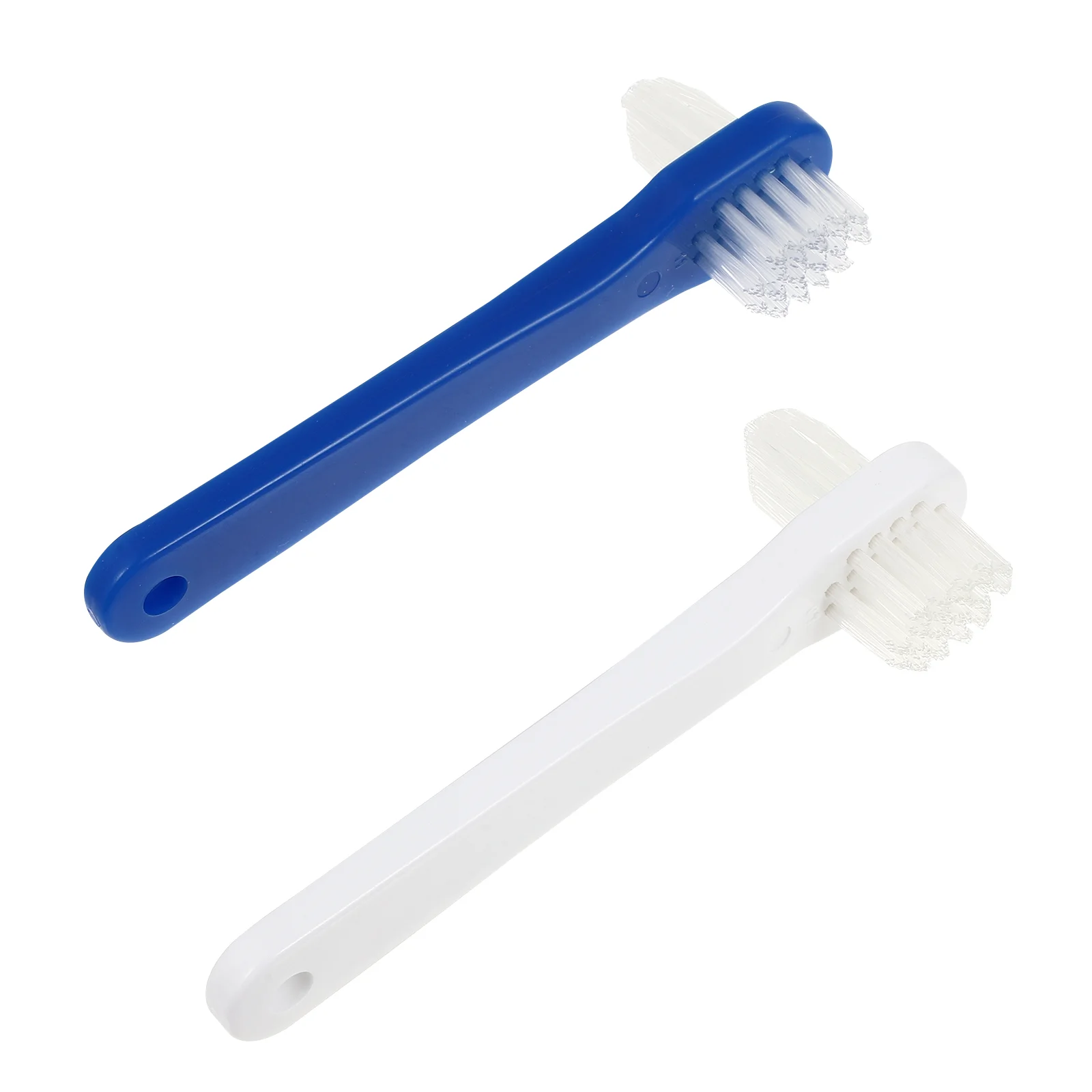 

2Pcs Denture Brush Dual Toothbrushes Denture Cleaning Brush False Brush False Cleaning Tools Blue White Cape