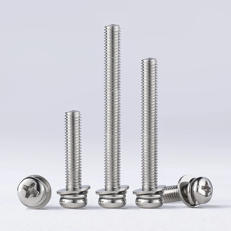 5/50 pcs 304 Stainless Steel Phillips Three Combination Screw Round Head With Washer Bolts M2M2.5M3M4M5M6M8M10 Length 5mm-50mm
5/50 pcs 304 Stainless Steel Phillips Three Combination Screw Round Head With Washer Bolts M2M2.5M3M4M5M6M8M10 Length 5mm-50mm