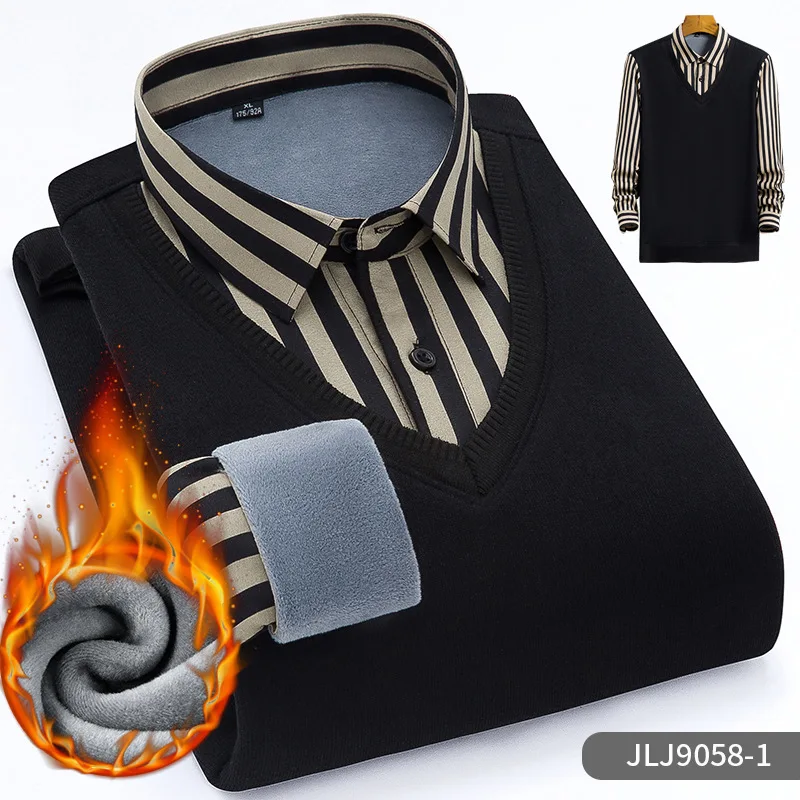 Новинка 2022, осенне-зимняя мужская плюшевая терморубашка, трендовая рубашка с воротником, имитация двух плотных трикотажных изделий 
Новинка 2022, осенне-зимняя мужская плюшевая терморубашка, трендовая рубашка с воротником, имитация двух плотных трикотажных изделий