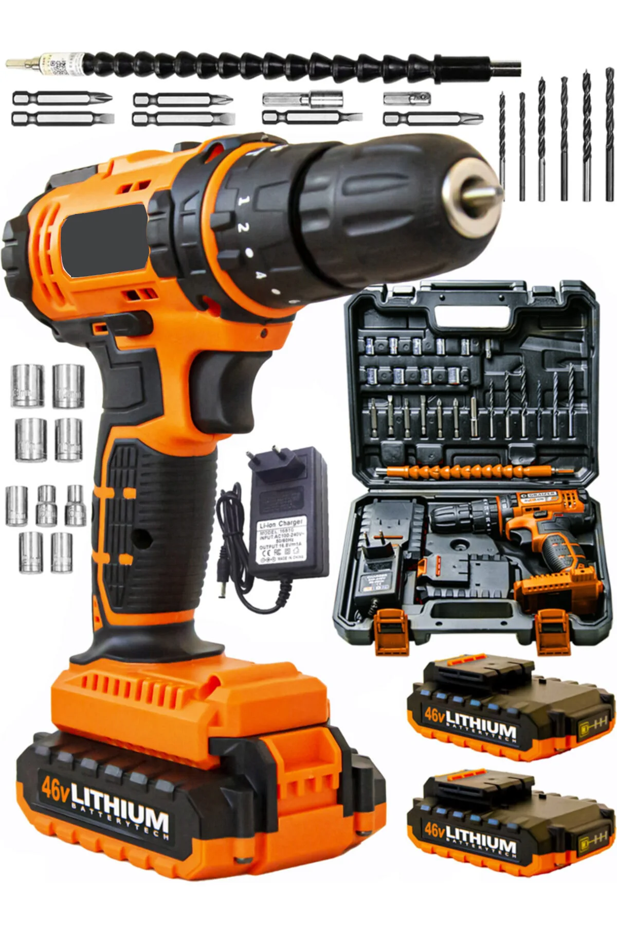 46 V 5 Ah Pulsed Metal Transmission Copper Wrapped Double Cordless Rechargeable Screwdriver Drill 24 Piece Set
46 V 5 Ah Pulsed Metal Transmission Copper Wrapped Double Cordless Rechargeable Screwdriver Drill 24 Piece Set