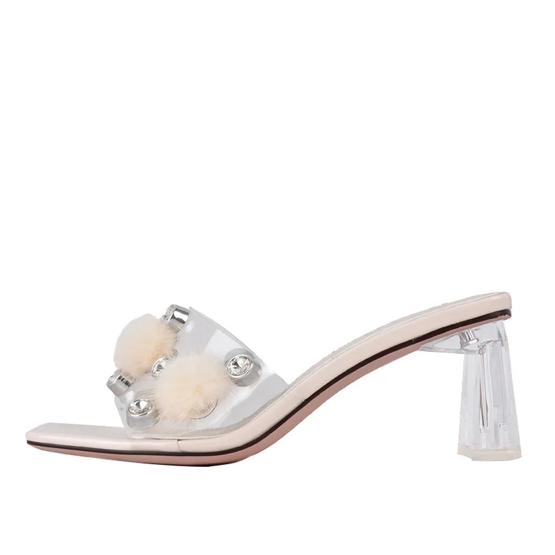 Elegant Slippers For Womens Free Shipping Clear Chunky Heel Rhinestone Fuzzy Ball Beach Party Female Summer Sandals 2023 Luxury
Elegant Slippers For Womens Free Shipping Clear Chunky Heel Rhinestone Fuzzy Ball Beach Party Female Summer Sandals 2023 Luxury