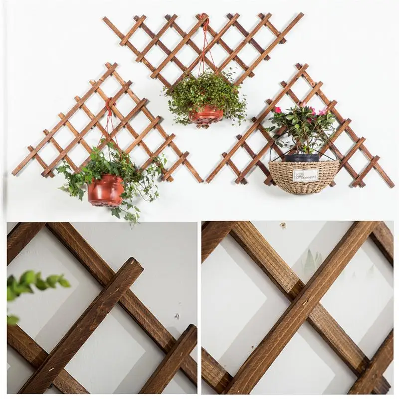 

Expandable Plant Trellis Indoor Wood Expandable Triangle Lattice Fence Anti-corrosion Plant Climbing Lattices Trellis Fence