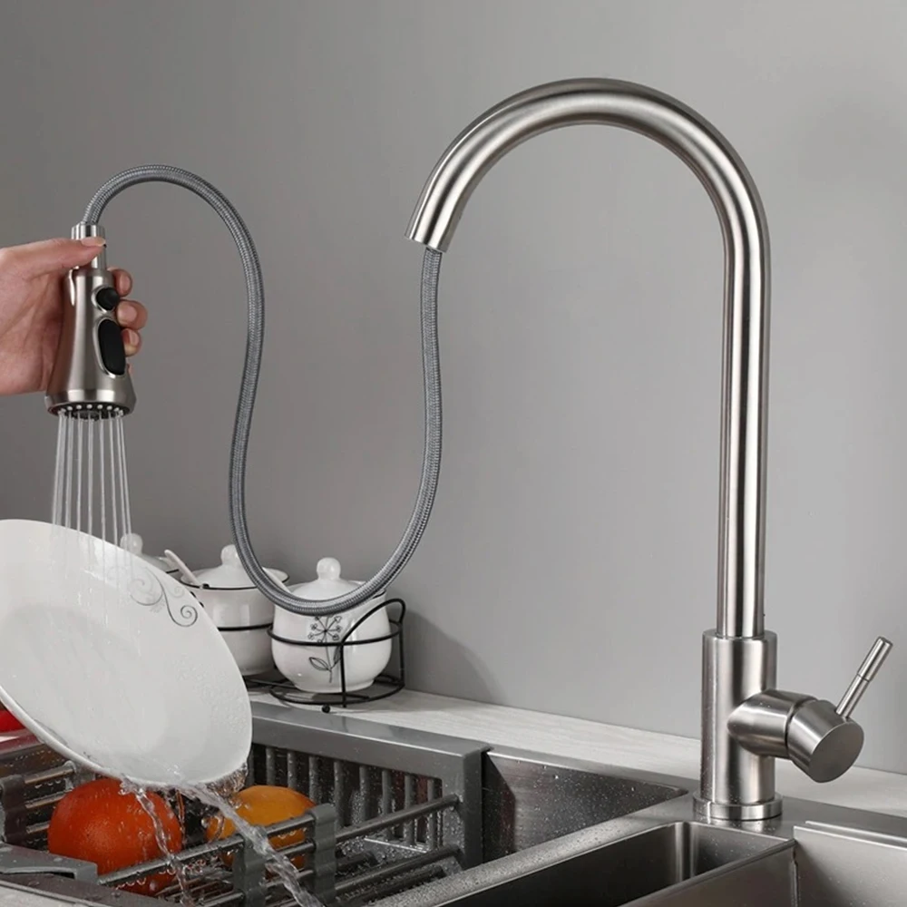 Single Handle Pull Down Deck Mounted Kitchen Faucet Stainless Steel Kitchen Accessories Mixer Hot and Cold Water Taps
Single Handle Pull Down Deck Mounted Kitchen Faucet Stainless Steel Kitchen Accessories Mixer Hot and Cold Water Taps