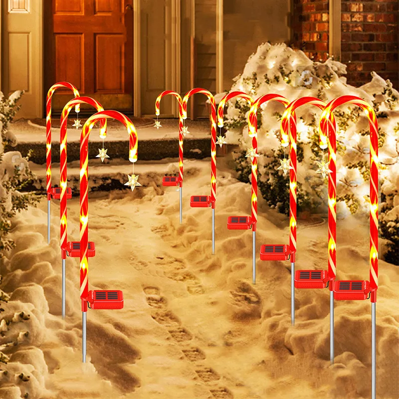 Christmas Candy Cane LED Solar Lights Outdoors Waterproof Pathway Solar Lamp with Star for Garden Christmas Decoration 2023
Christmas Candy Cane LED Solar Lights Outdoors Waterproof Pathway Solar Lamp with Star for Garden Christmas Decoration 2023