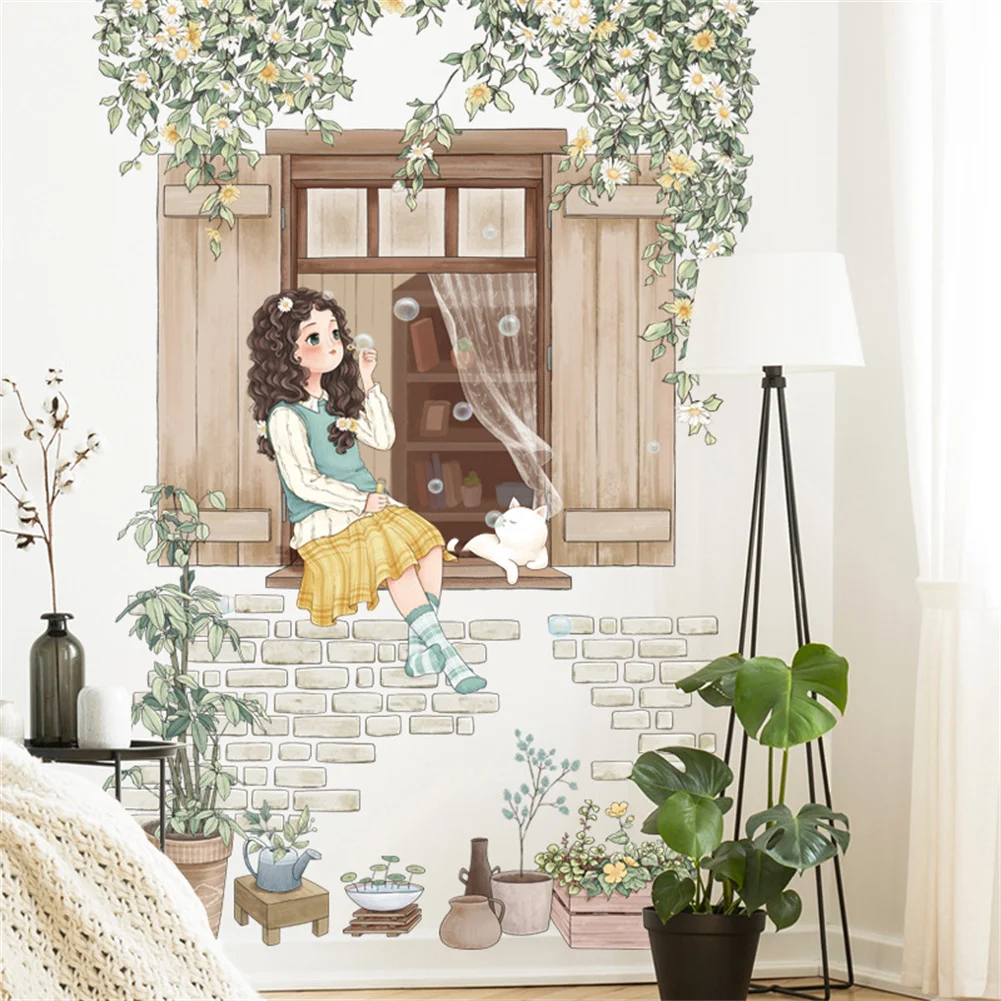 Windowsill Girl Background Wall Decal Wall Stickers Removable Plant Fresh Flower Waterproof DIY Wall Stickers
Windowsill Girl Background Wall Decal Wall Stickers Removable Plant Fresh Flower Waterproof DIY Wall Stickers