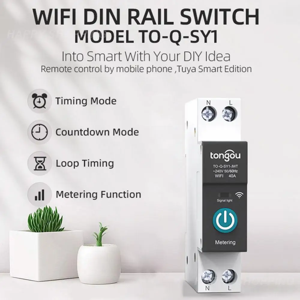 Tuya Smart Circuit Breaker Wifi Switch With Metering Home Devices Smart Protection 1P 63A DIN Rail Countdown Mode Loop Timing
Tuya Smart Circuit Breaker Wifi Switch With Metering Home Devices Smart Protection 1P 63A DIN Rail Countdown Mode Loop Timing