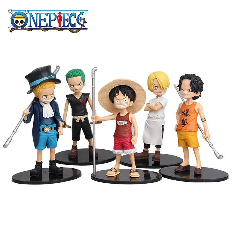 

5 шт. Аниме One Piece детство Verion Luffy Sabo Sanji Ace Roronoa Zoro ПВХ экшн-фигурки модели куклы игрушки для детей подарки на Хэллоуин