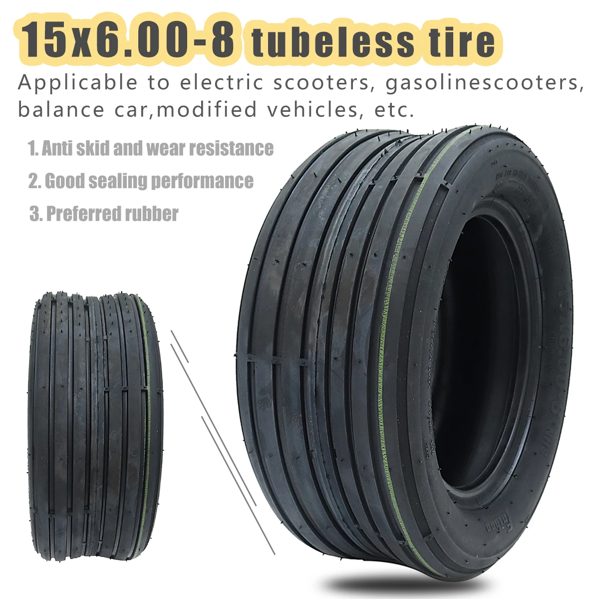 15 Inch Vacuum Tire for Electric Scooter Wheels Front Rear Tires 15x6.00-6 15x6.00-8 Wheel Motor Tubeless Tyre
15 Inch Vacuum Tire for Electric Scooter Wheels Front Rear Tires 15x6.00-6 15x6.00-8 Wheel Motor Tubeless Tyre