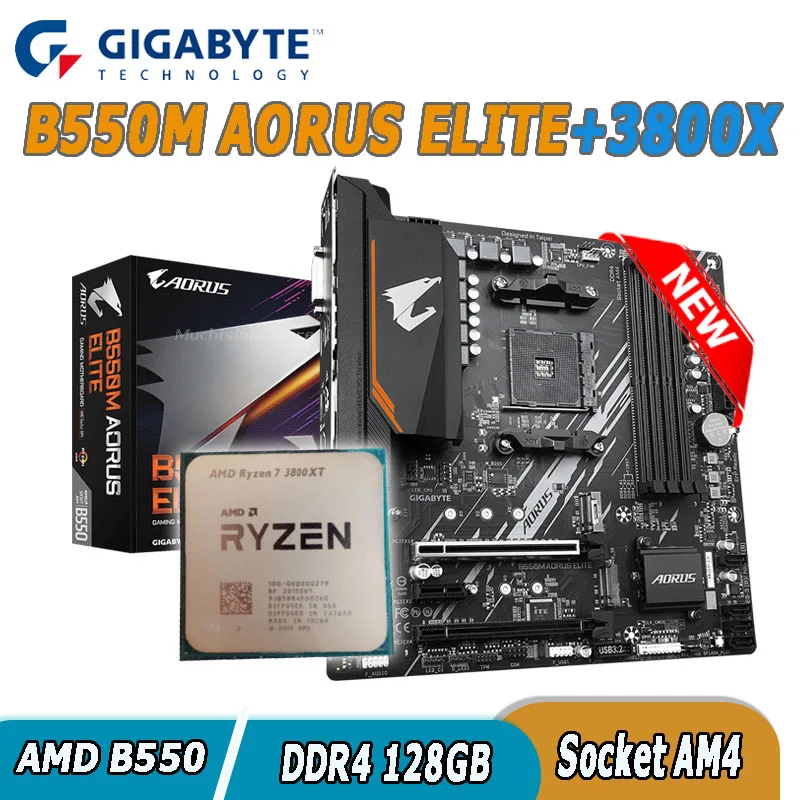 

Gigabyte Socket AM4 B550M AORUS ELITE Motherboard With 3800X CPU Combo AMD B550 PCI-E4.0 HDMI Mainboard DDR4 128GB NEW Micro ATX
