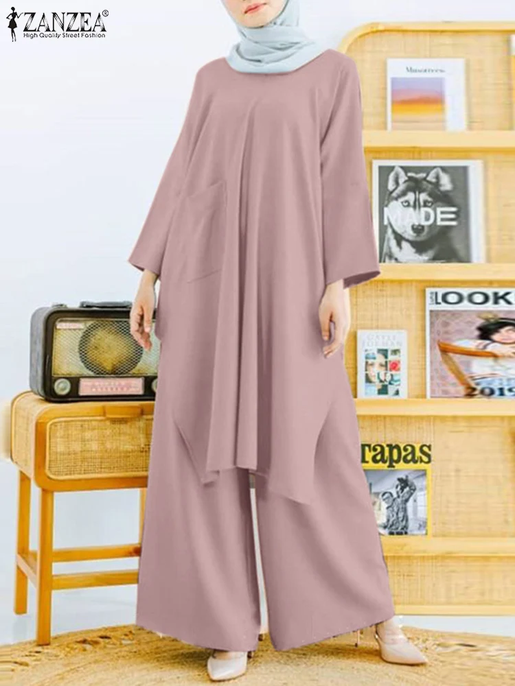 Women Matching Sets ZANZEA 2022 Vintage Muslim Sets Casual Long Sleeve Tracksuits Blouses Female Wide Leg Pants Suits 2PCS
Women Matching Sets ZANZEA 2022 Vintage Muslim Sets Casual Long Sleeve Tracksuits Blouses Female Wide Leg Pants Suits 2PCS