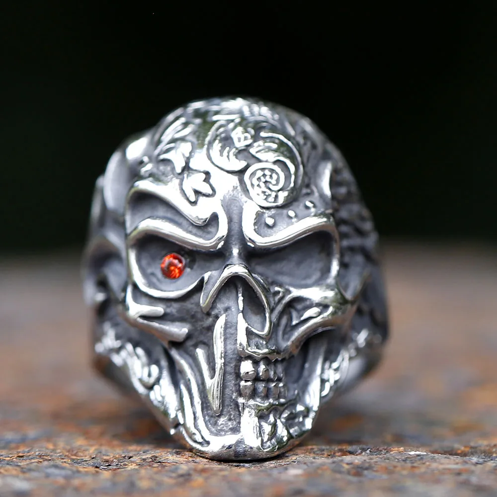 

New Design Stainless Steel Skull Ring Cool Biker Jewelry Movie Fashion Punk High Quality Jewelry for gift free shipping