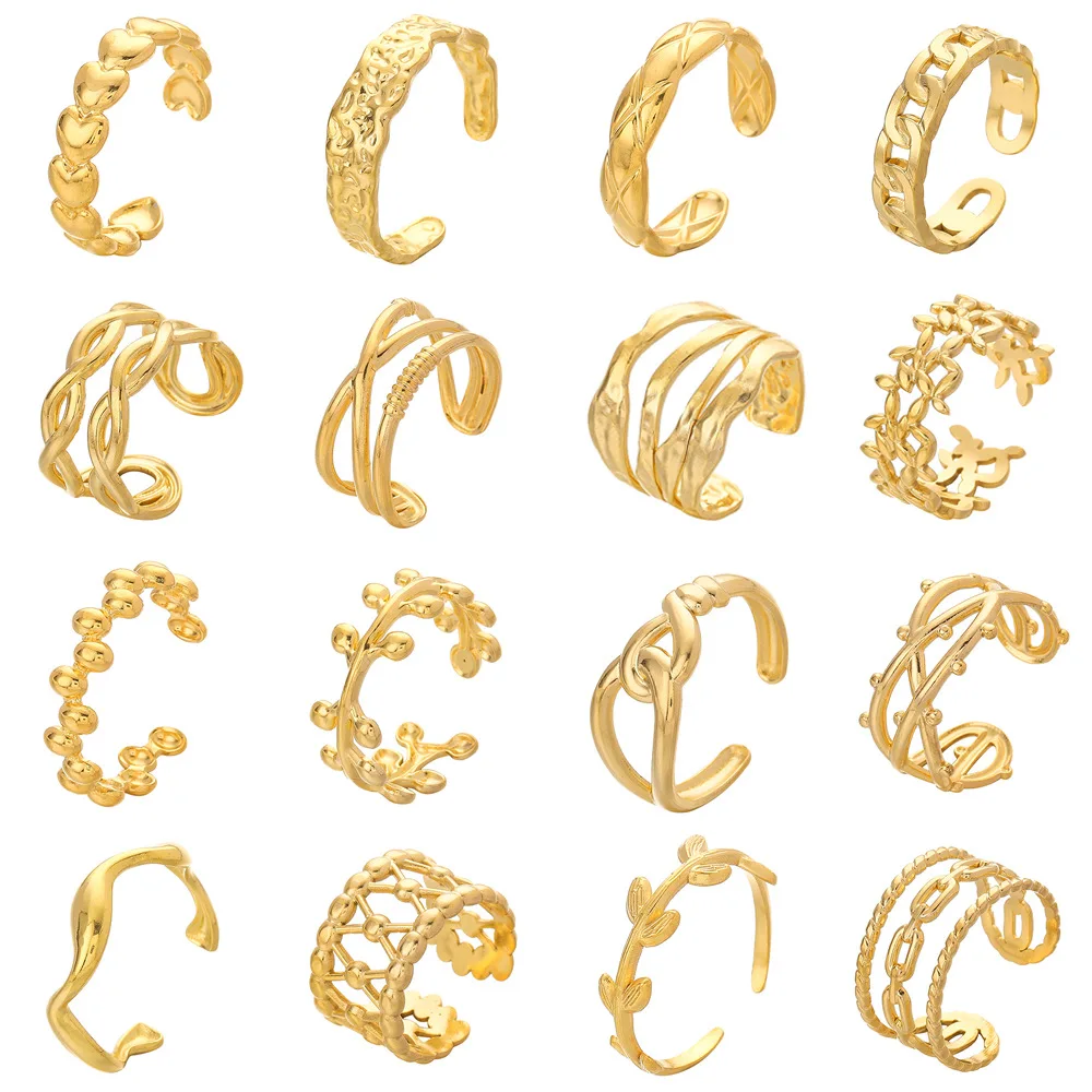 New Heart Leaves Geometric Irregular Hollow Chain Finger Rings For Women Fashion Gold Color Titanium Steel Open Ring Jewelry
New Heart Leaves Geometric Irregular Hollow Chain Finger Rings For Women Fashion Gold Color Titanium Steel Open Ring Jewelry