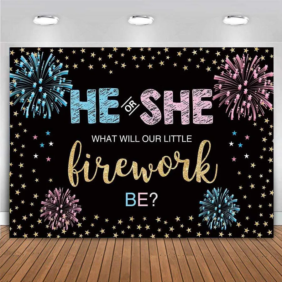 Gender Reveal Backdrop He or She Party Blue or Pink Boy or Girl Banner Decoration Fireworks Stars Photography Background Photo
Gender Reveal Backdrop He or She Party Blue or Pink Boy or Girl Banner Decoration Fireworks Stars Photography Background Photo