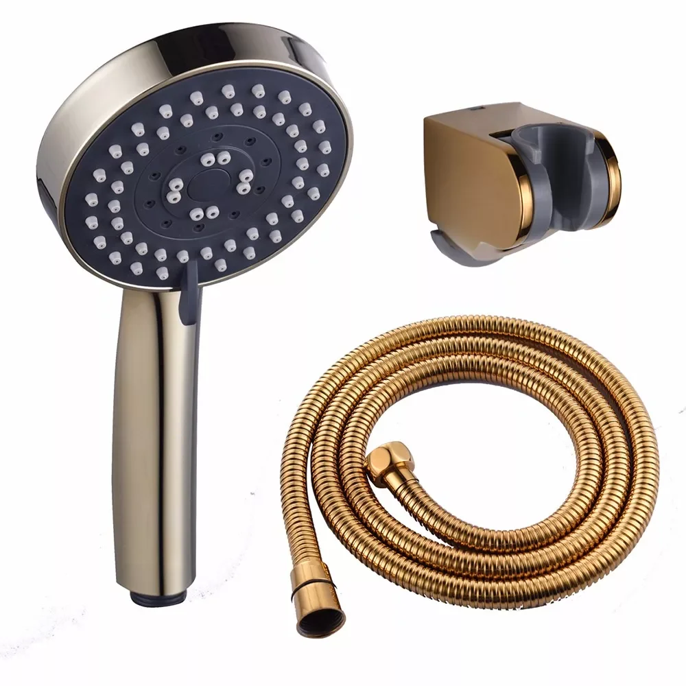 Solid Copper Gold Plated Three Functions Handheld Shower Luxury Batnroom Hand Shower Head Wiht Gold Holder and Shower Hose
Solid Copper Gold Plated Three Functions Handheld Shower Luxury Batnroom Hand Shower Head Wiht Gold Holder and Shower Hose