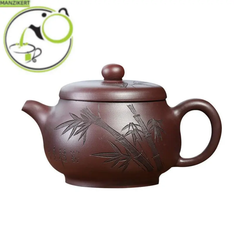 150ml Chinese Yixing Handmade Purple Clay Teapots Famous Artists Hand-carved Bamboo Leaves Tea Pot Kettle Zisha Tea Set Teaware
150ml Chinese Yixing Handmade Purple Clay Teapots Famous Artists Hand-carved Bamboo Leaves Tea Pot Kettle Zisha Tea Set Teaware