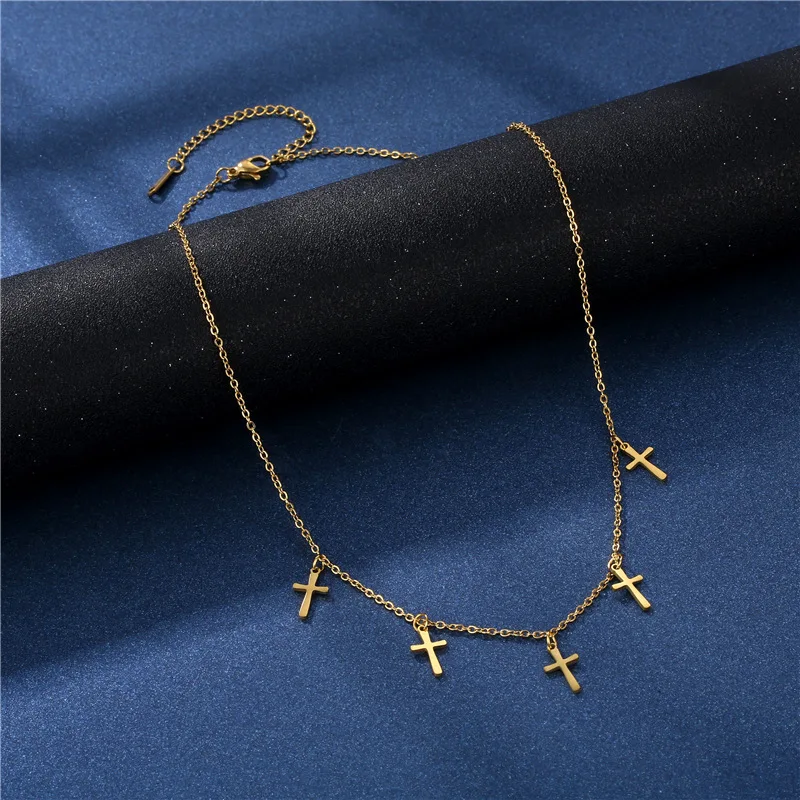 New 18K Gold Titanium Steel Cross Pendant Necklace Women's Stainless Steel Cross Clavicle Chain Necklace
New 18K Gold Titanium Steel Cross Pendant Necklace Women's Stainless Steel Cross Clavicle Chain Necklace