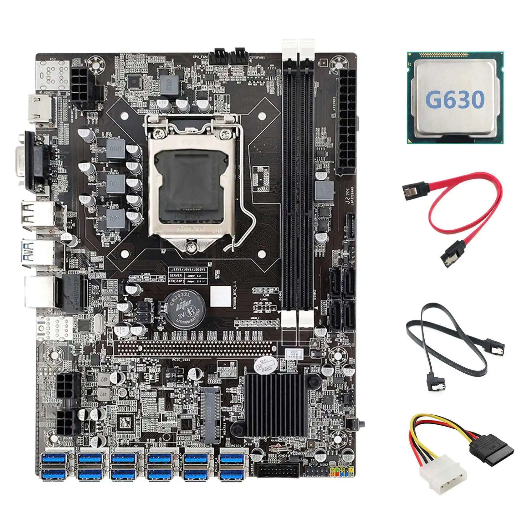 B75 12USB BTC Mining Motherboard+G630 CPU+2XSATA Cable+4PIN IDE to SATA Cable 12 USB3.0 B75 ETH Miner Motherboard
B75 12USB BTC Mining Motherboard+G630 CPU+2XSATA Cable+4PIN IDE to SATA Cable 12 USB3.0 B75 ETH Miner Motherboard